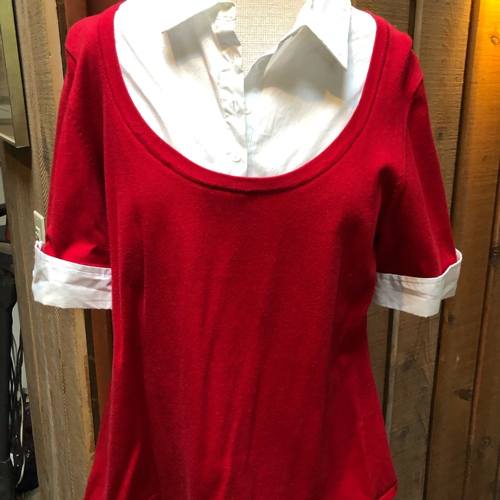 Red Women's Top with White Collar